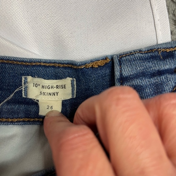Madewell 10" High Rise Skinny Jeans Button Fly Raw Hem Mid Wash Denim Jean 26 - Picture 4 of 9